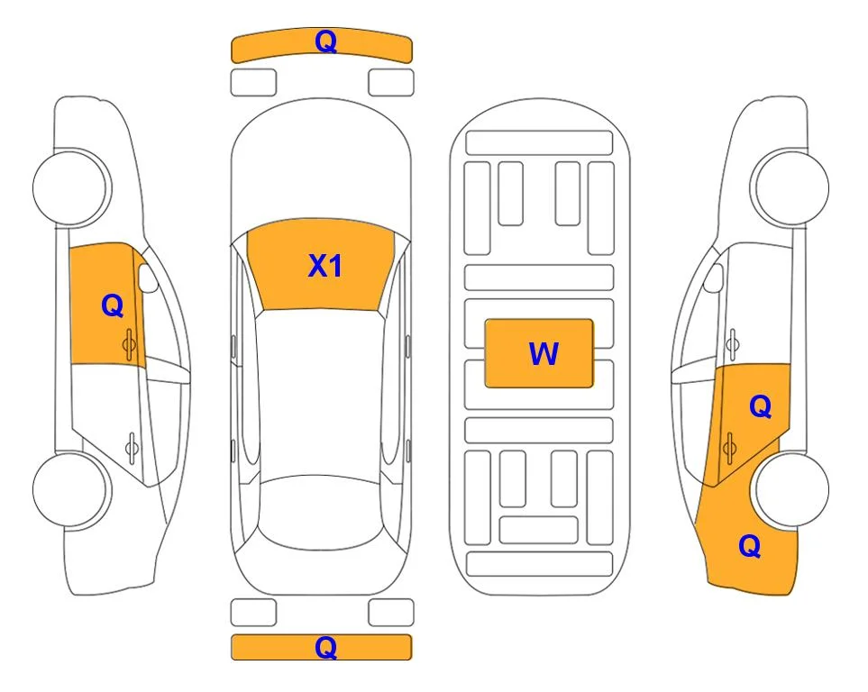 Body diagram with the marks of Lotte Auto Auction