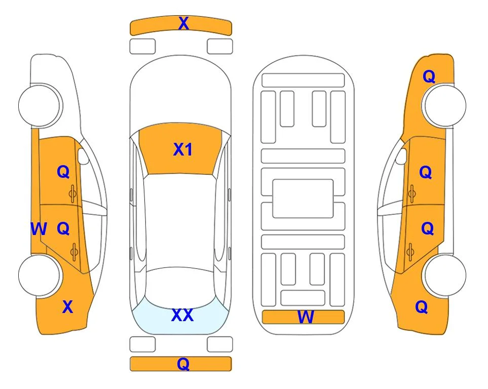 Схема кузова с отметками аукциона Lotte Auto Auction