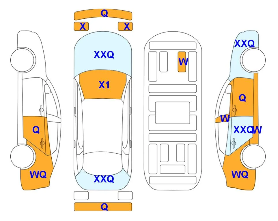Схема кузова с отметками аукциона Lotte Auto Auction