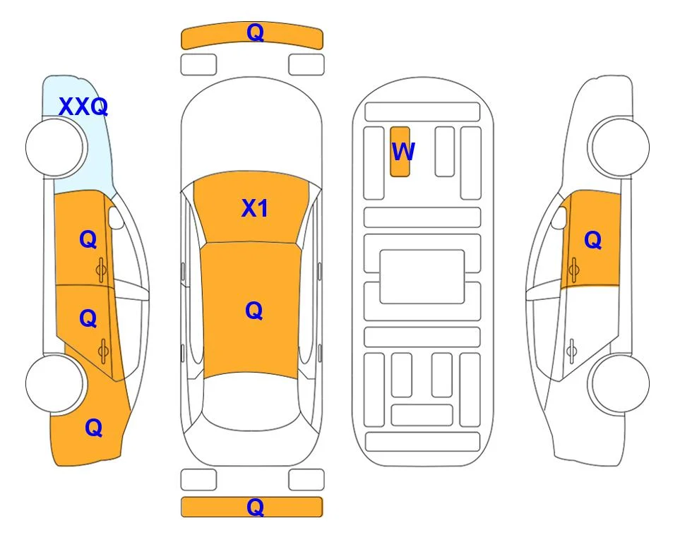 Body diagram with the marks of Lotte Auto Auction