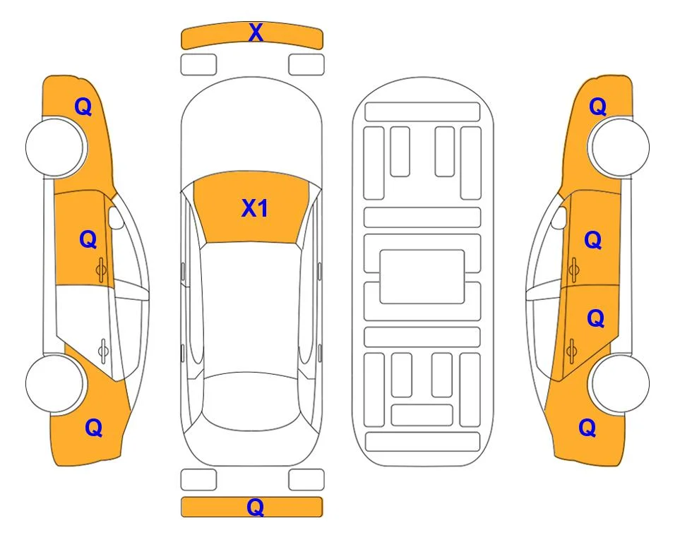 Body diagram with the marks of Lotte Auto Auction