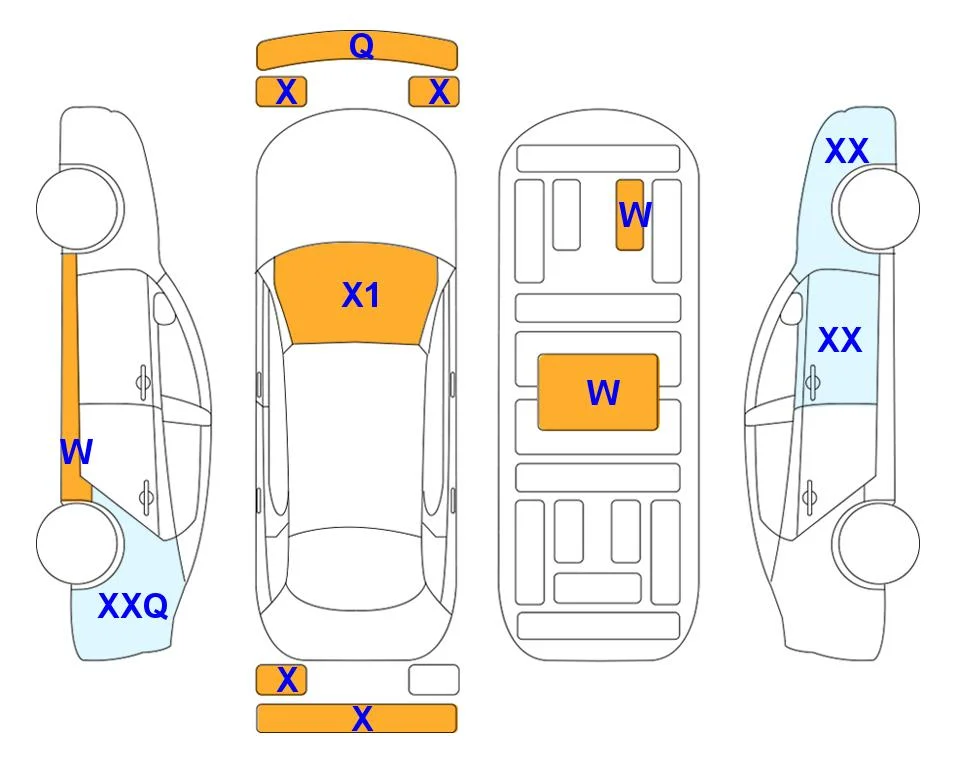 Body diagram with the marks of Lotte Auto Auction