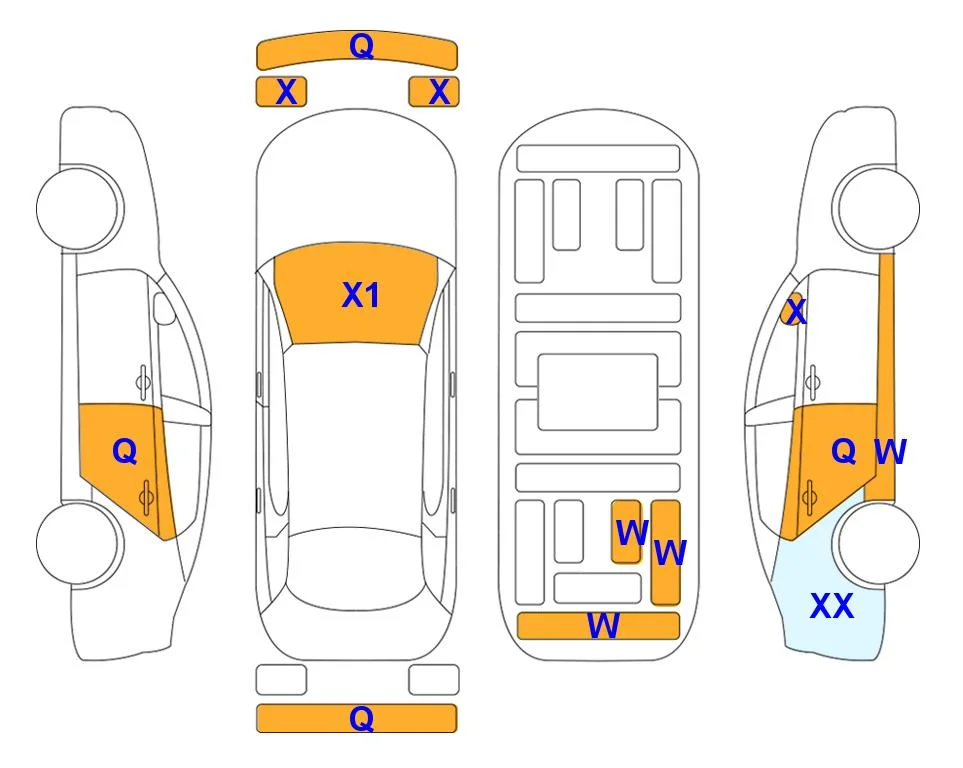 Схема кузова с отметками аукциона Lotte Auto Auction