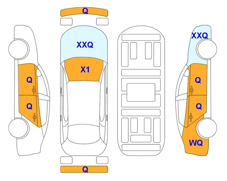 Схема кузова с отметками аукциона Lotte Auto Auction