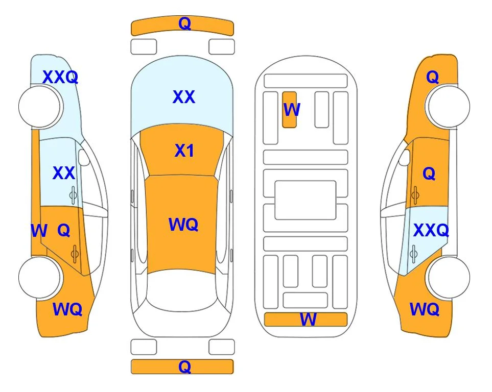 Схема кузова с отметками аукциона Lotte Auto Auction