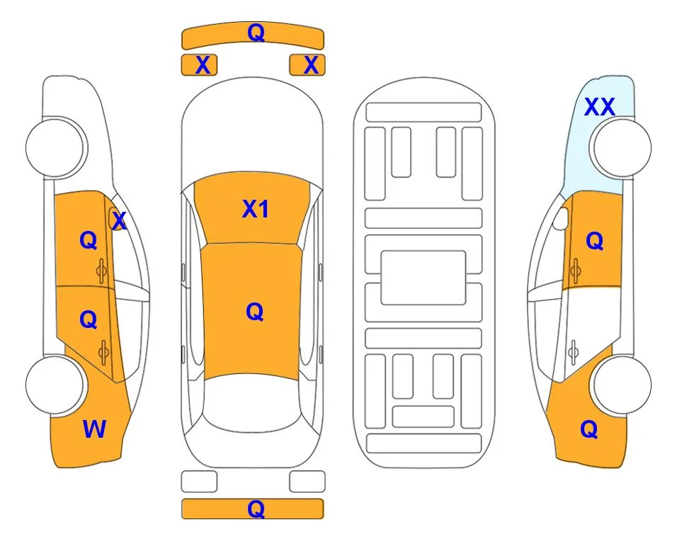 Схема кузова с отметками аукциона Lotte Auto Auction