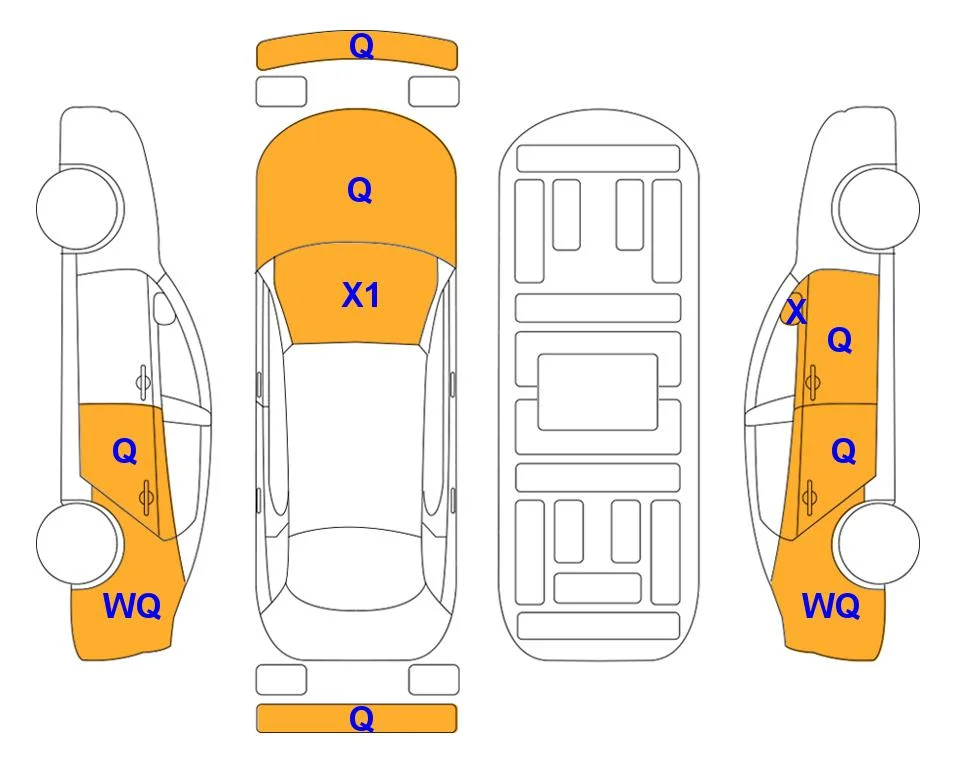 Схема кузова с отметками аукциона Lotte Auto Auction
