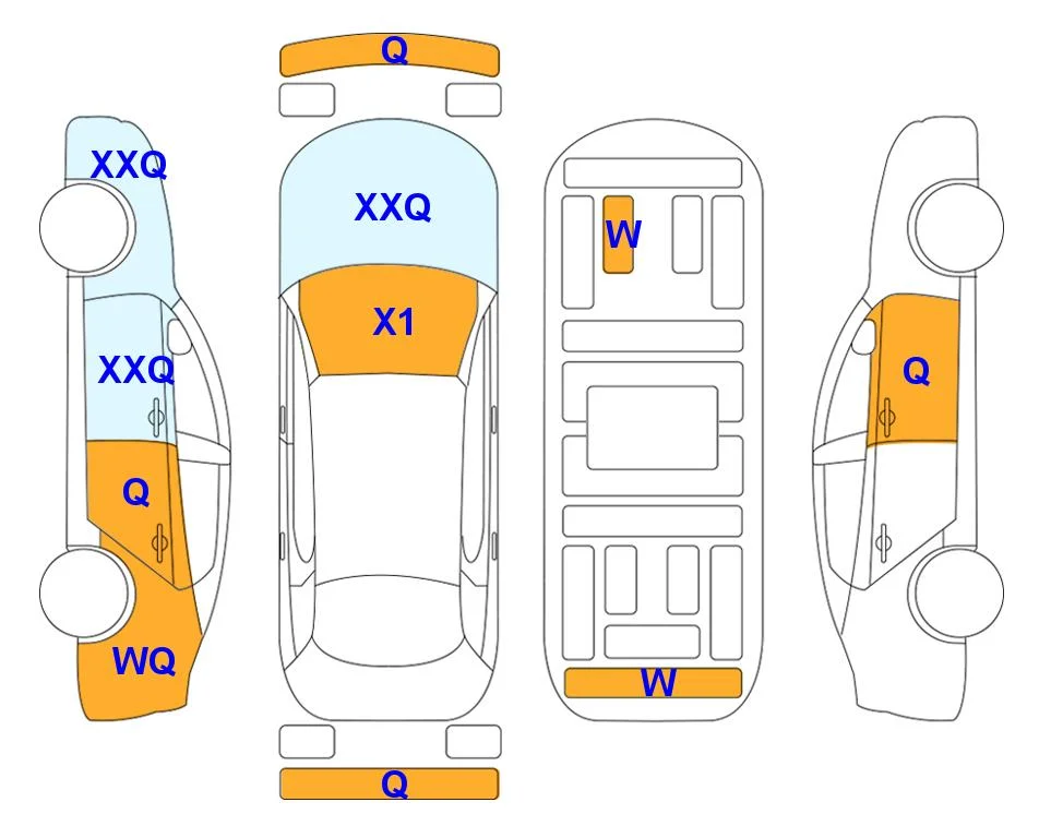 Схема кузова с отметками аукциона Lotte Auto Auction