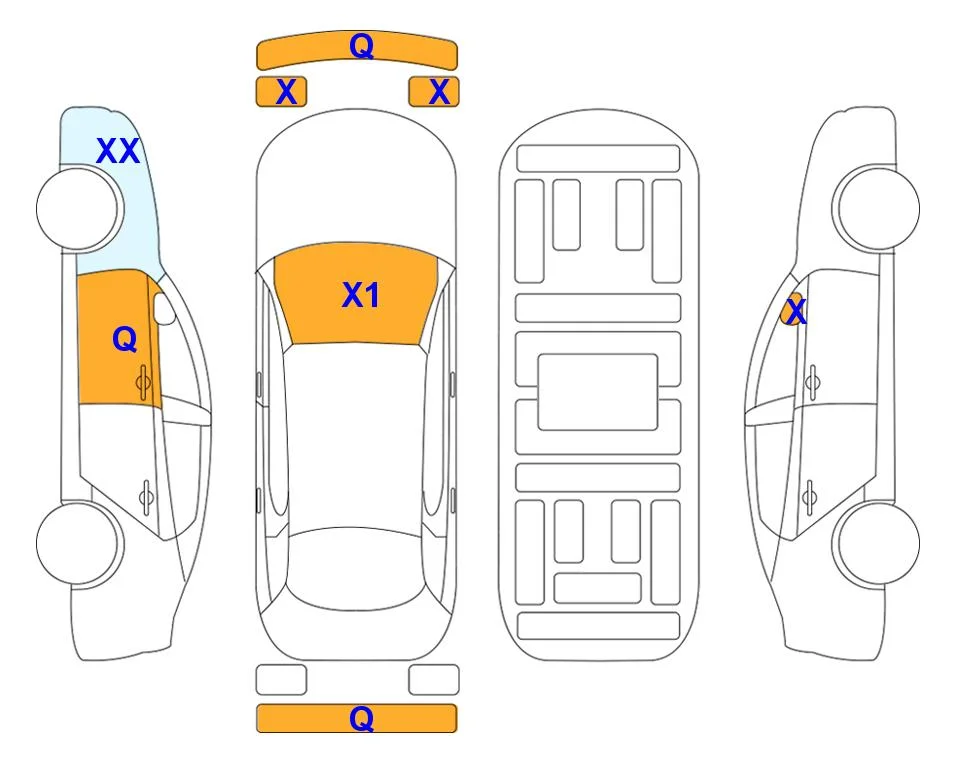 Схема кузова с отметками аукциона Lotte Auto Auction