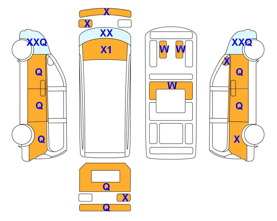 Схема кузова с отметками аукциона Lotte Auto Auction