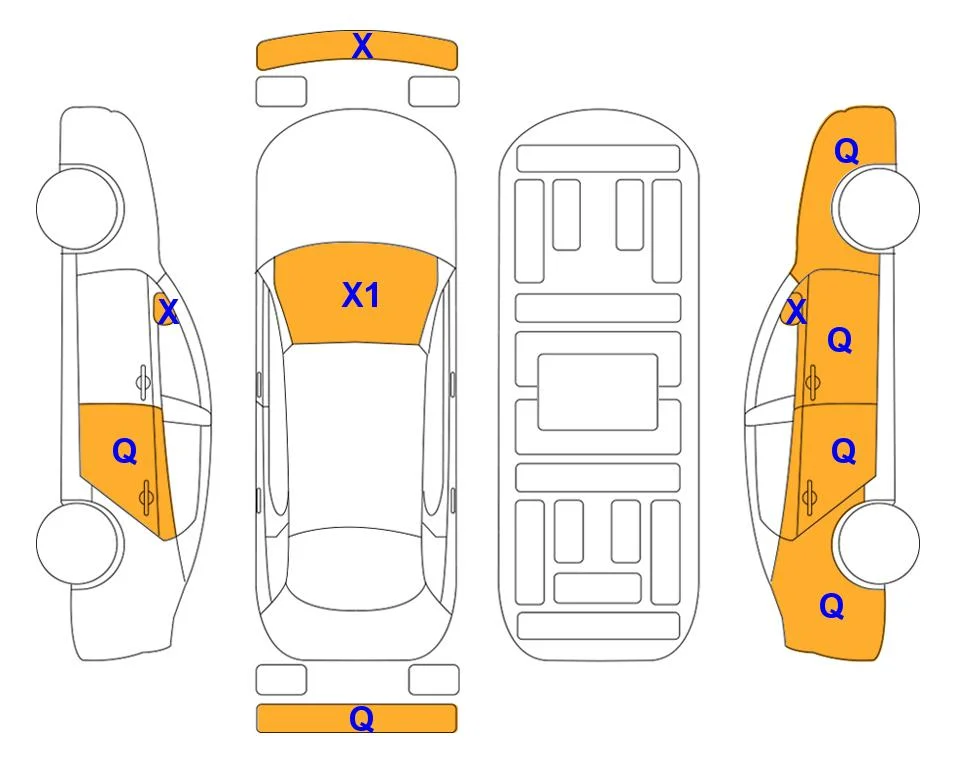 Схема кузова с отметками аукциона Lotte Auto Auction