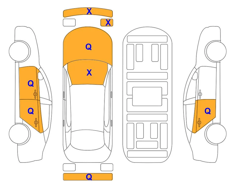 Схема кузова с отметками аукциона Lotte Auto Auction
