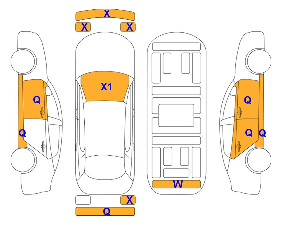 Схема кузова с отметками аукциона Lotte Auto Auction