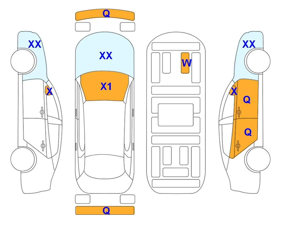 Схема кузова с отметками аукциона Lotte Auto Auction