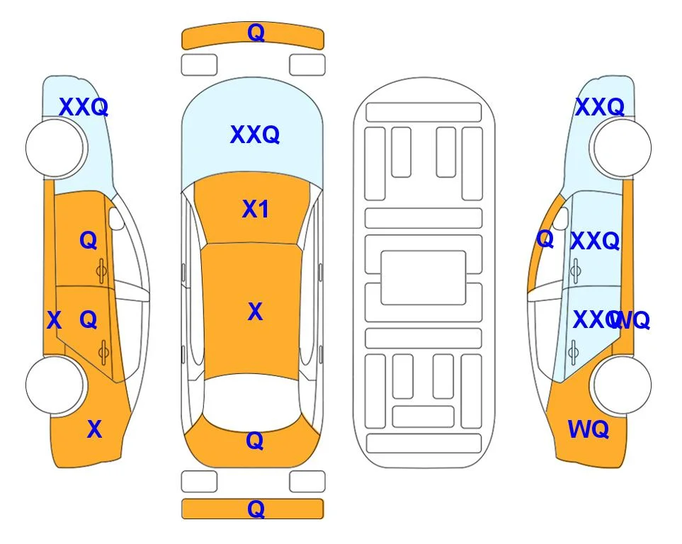 Схема кузова с отметками аукциона Lotte Auto Auction