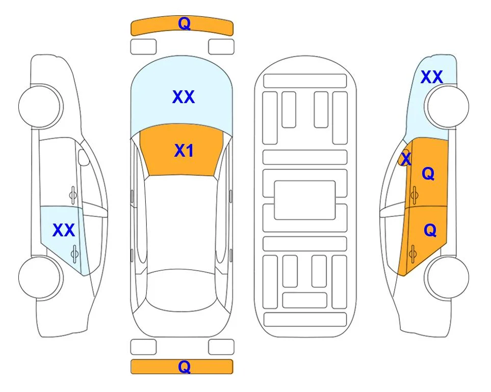 Body diagram with the marks of Lotte Auto Auction