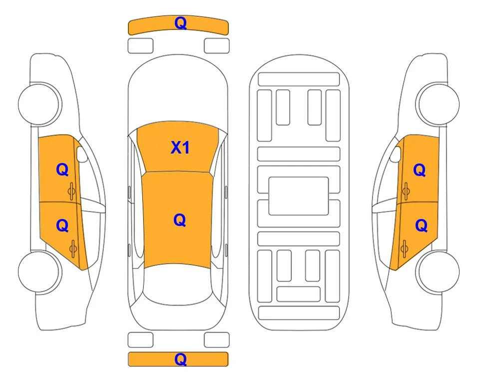 Схема кузова с отметками аукциона Lotte Auto Auction