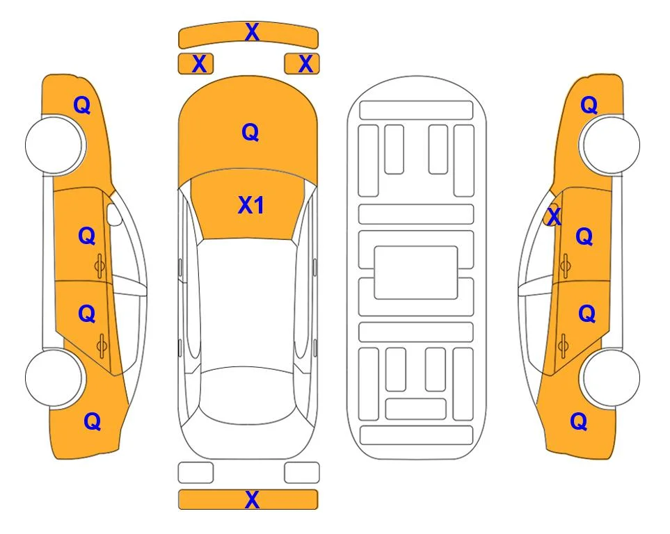 Схема кузова с отметками аукциона Lotte Auto Auction