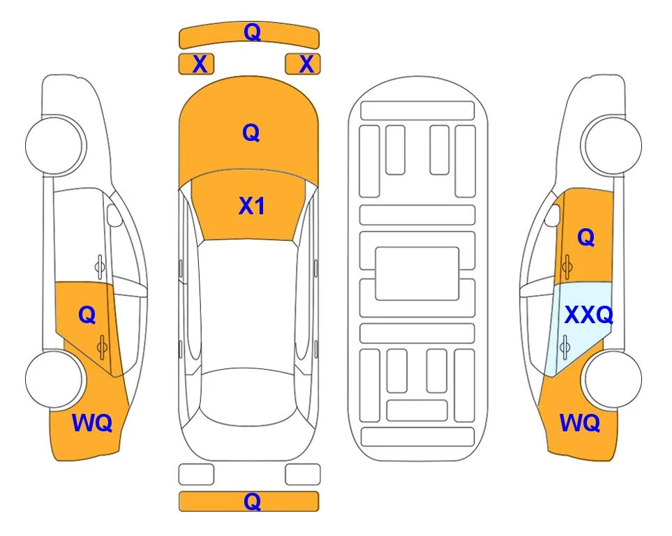 Схема кузова с отметками аукциона Lotte Auto Auction