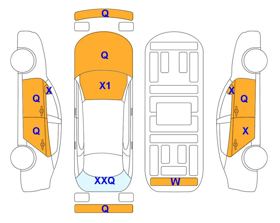 Body diagram with the marks of Lotte Auto Auction