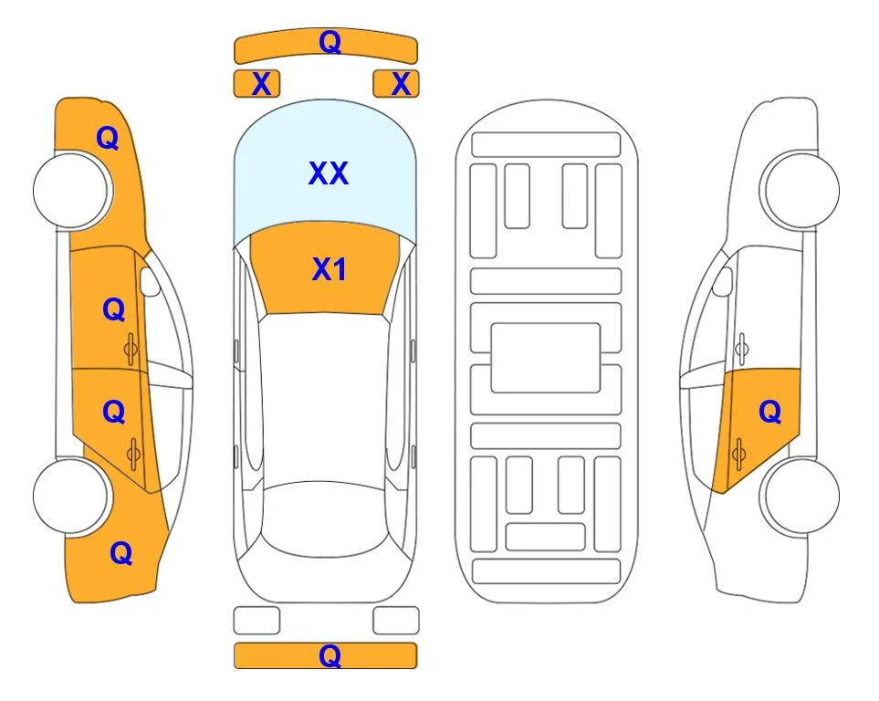 Схема кузова с отметками аукциона Lotte Auto Auction