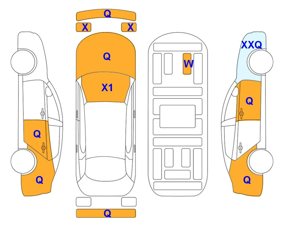 Схема кузова с отметками аукциона Lotte Auto Auction