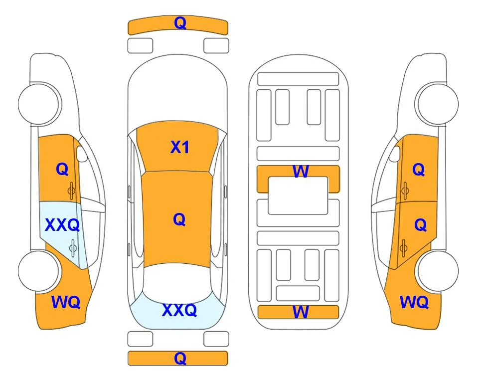 Схема кузова с отметками аукциона Lotte Auto Auction