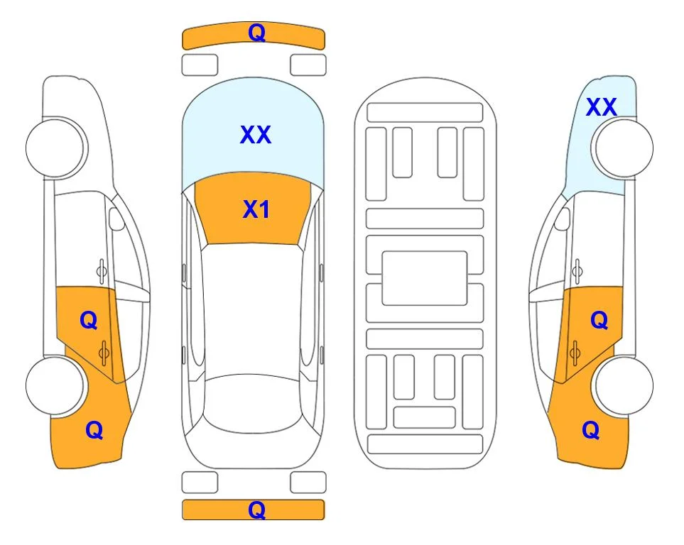 Схема кузова с отметками аукциона Lotte Auto Auction