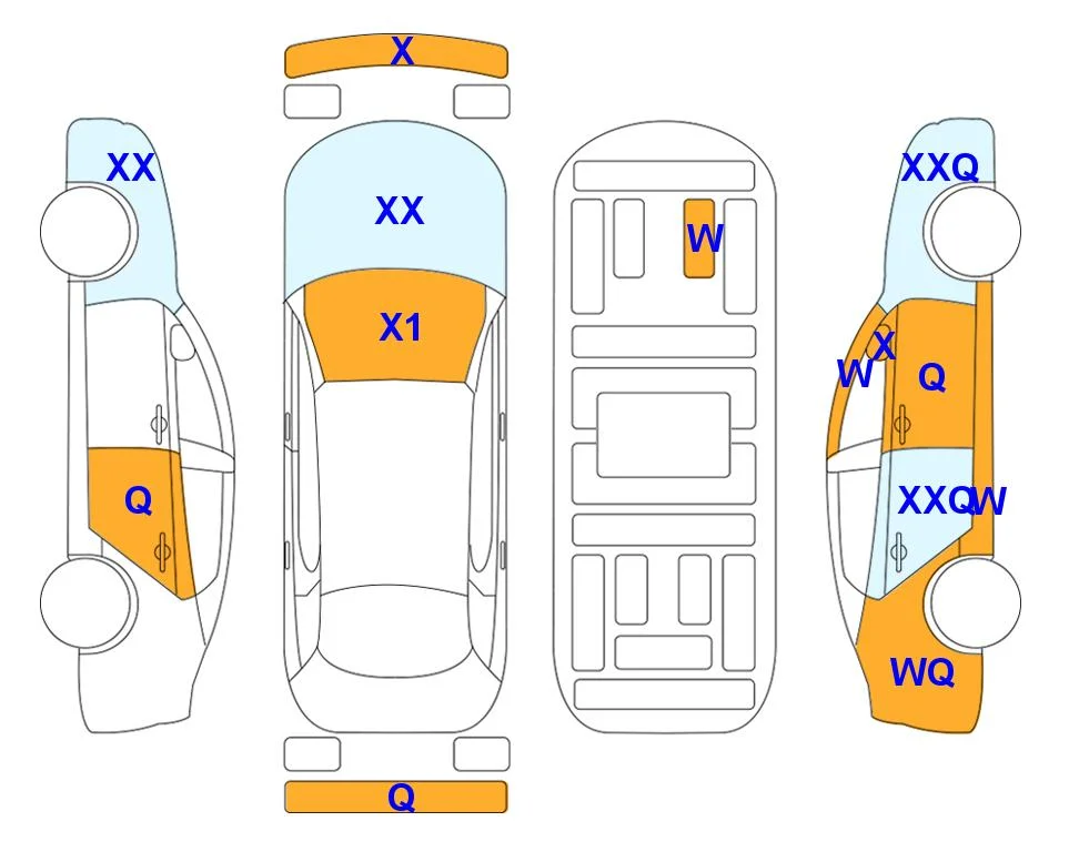 Схема кузова с отметками аукциона Lotte Auto Auction