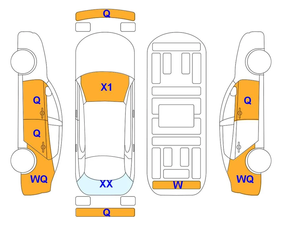Body diagram with the marks of Lotte Auto Auction