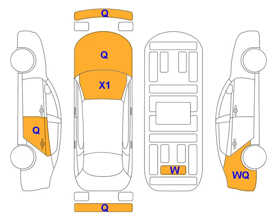 Схема кузова с отметками аукциона Lotte Auto Auction