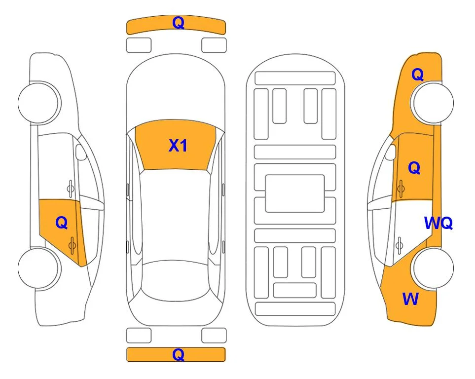 Схема кузова с отметками аукциона Lotte Auto Auction