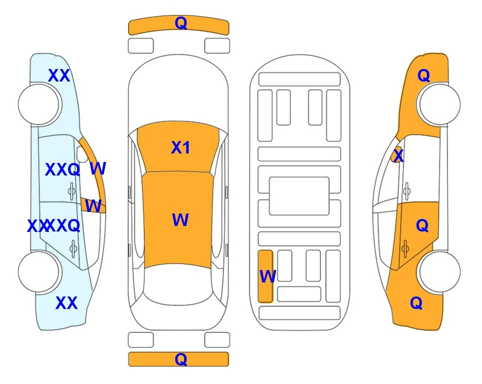 Body diagram with the marks of Lotte Auto Auction