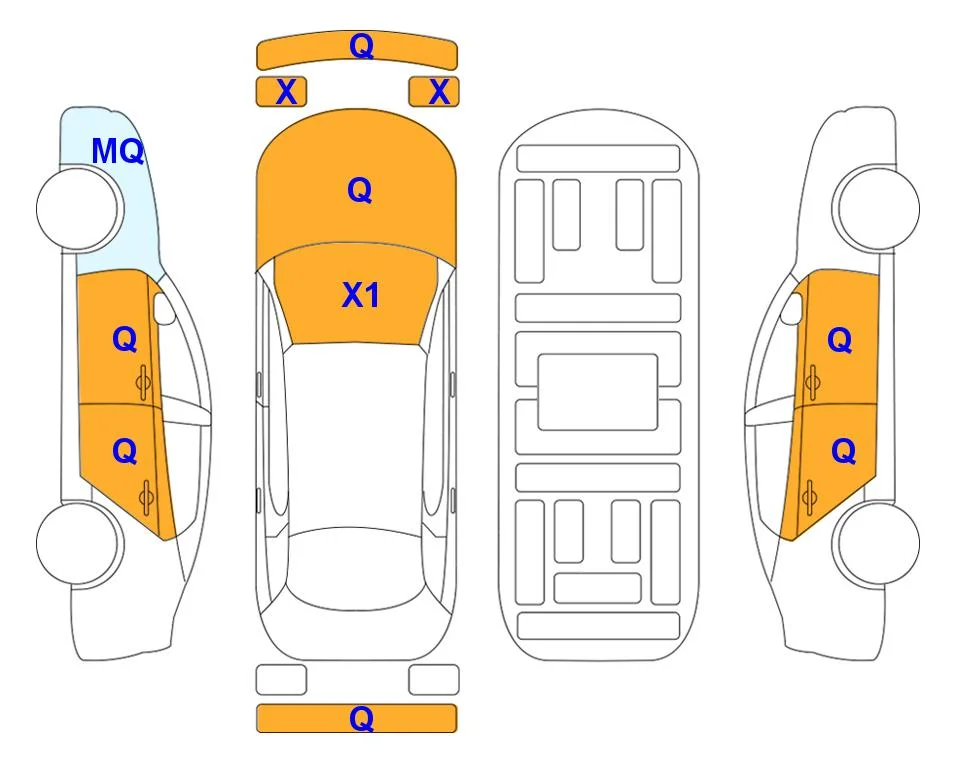 Схема кузова с отметками аукциона Lotte Auto Auction