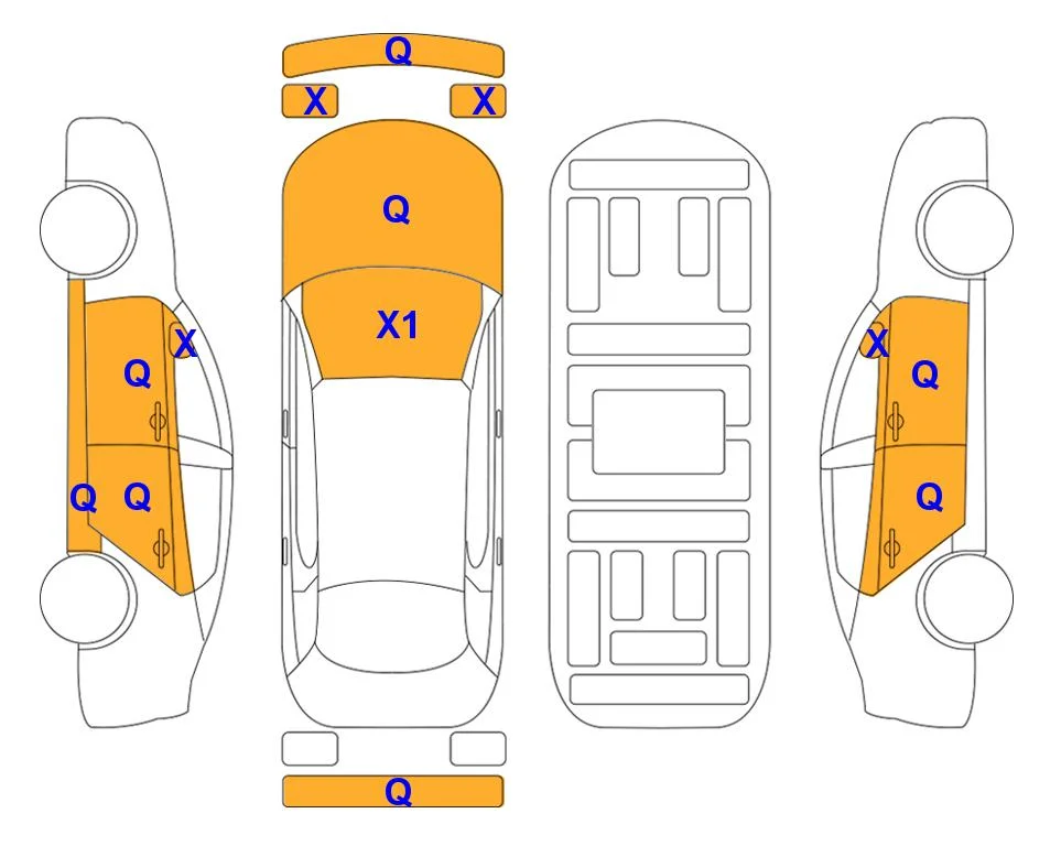 Схема кузова с отметками аукциона Lotte Auto Auction