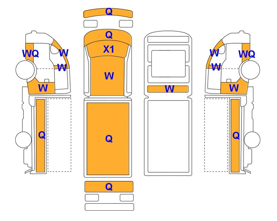 Схема кузова с отметками аукциона Lotte Auto Auction