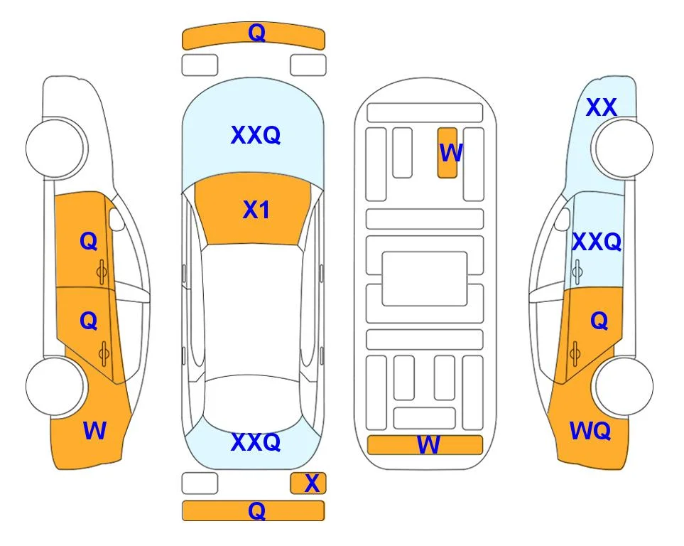 Схема кузова с отметками аукциона Lotte Auto Auction