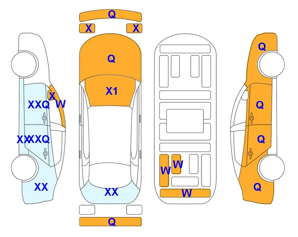 Схема кузова с отметками аукциона Lotte Auto Auction