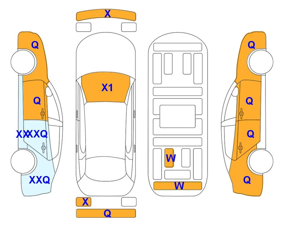Схема кузова с отметками аукциона Lotte Auto Auction