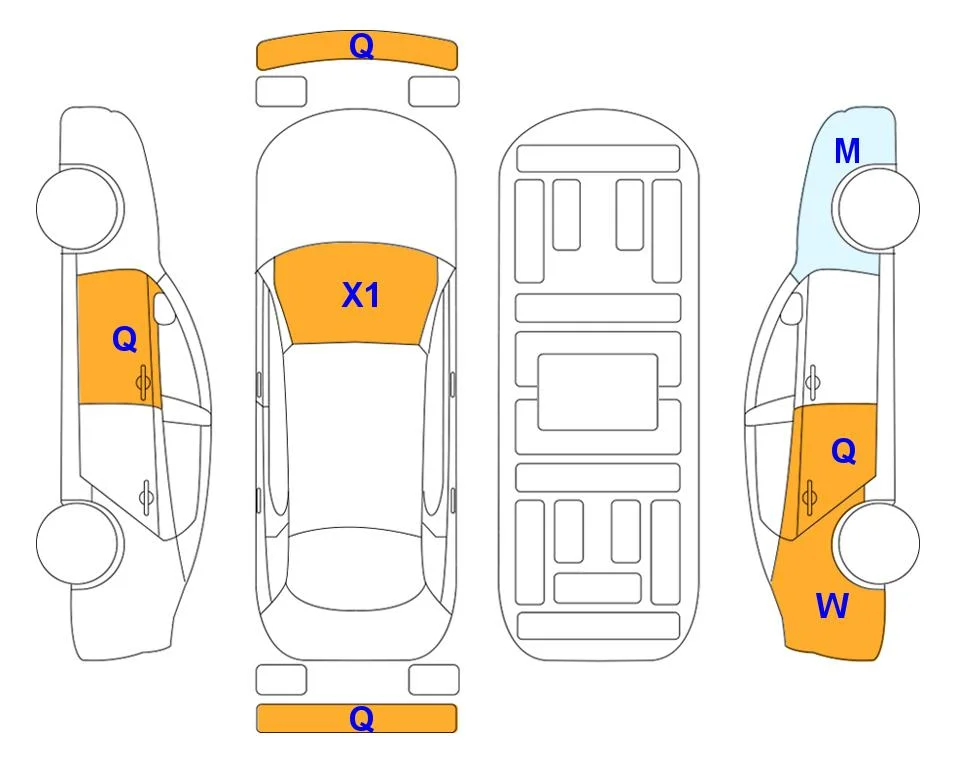 Схема кузова с отметками аукциона Lotte Auto Auction