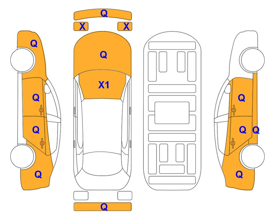 Схема кузова с отметками аукциона Lotte Auto Auction