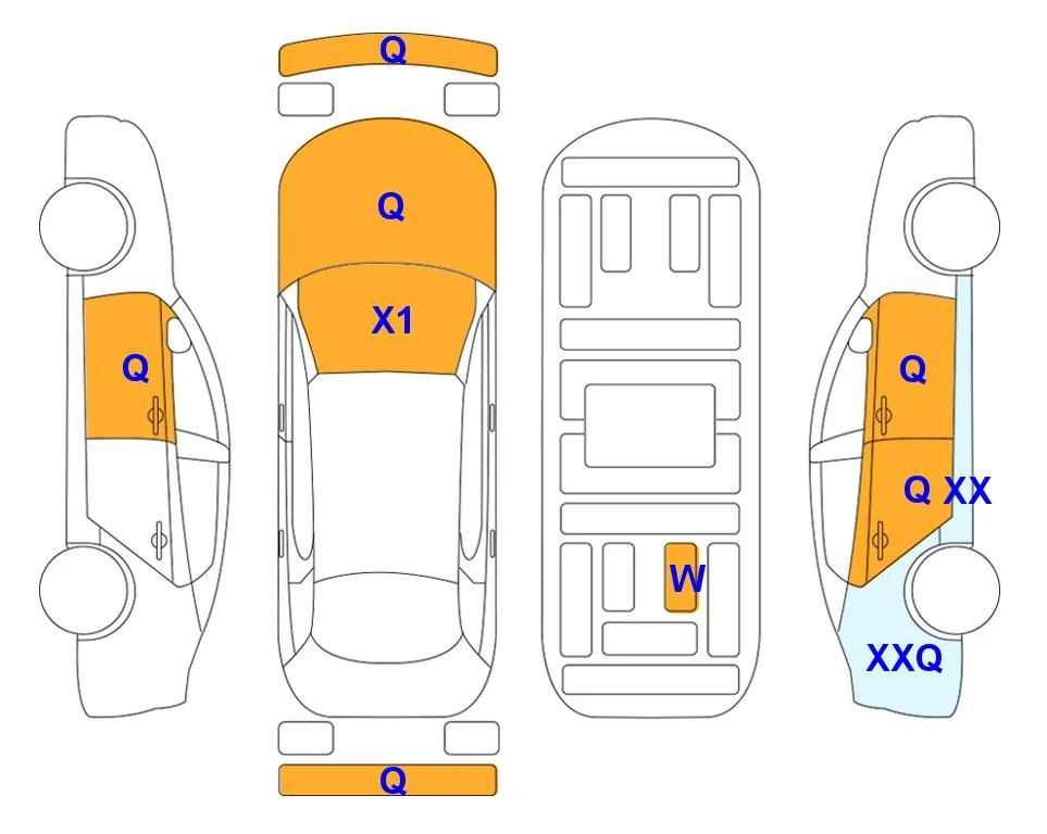 Схема кузова с отметками аукциона Lotte Auto Auction