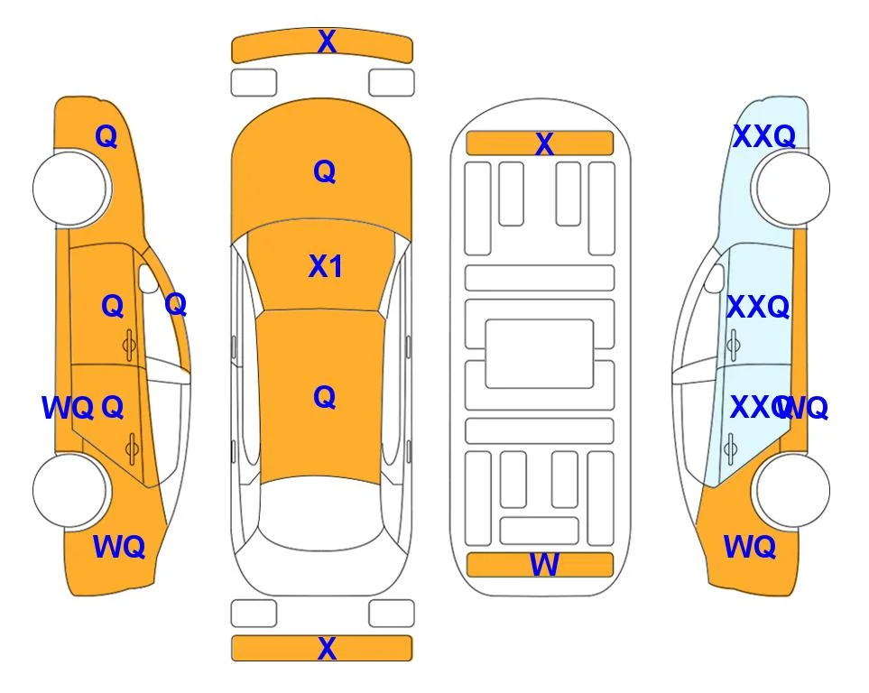 Body diagram with the marks of Lotte Auto Auction