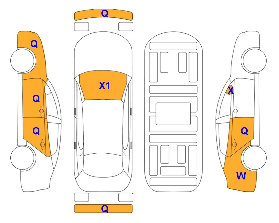 Body diagram with the marks of Lotte Auto Auction