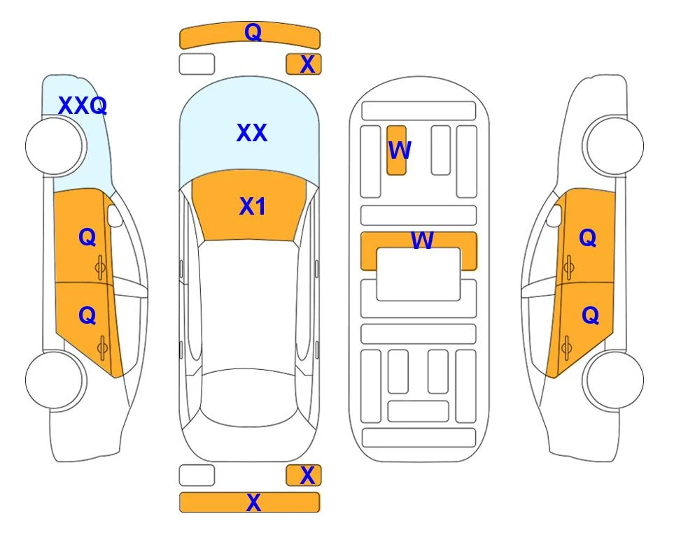 Схема кузова с отметками аукциона Lotte Auto Auction