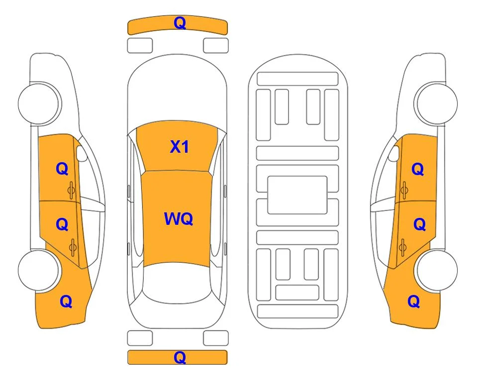 Body diagram with the marks of Lotte Auto Auction