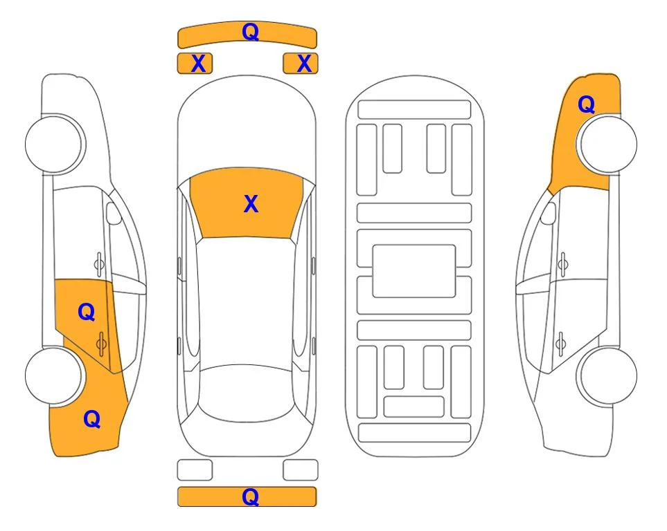 Body diagram with the marks of Lotte Auto Auction