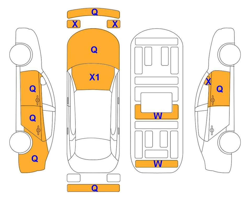 Схема кузова с отметками аукциона Lotte Auto Auction
