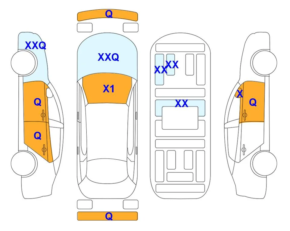 Body diagram with the marks of Lotte Auto Auction