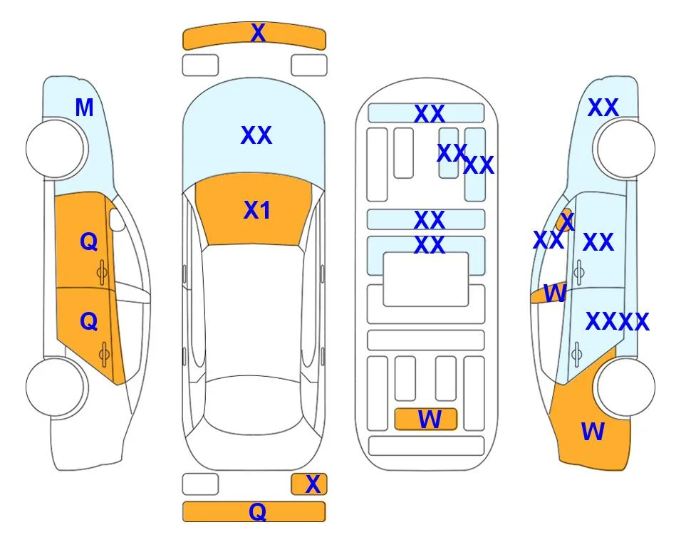 Body diagram with the marks of Lotte Auto Auction